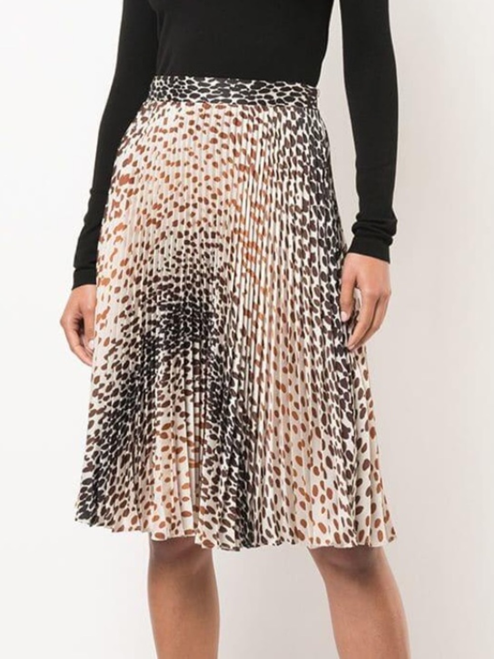 Marco De Vincenzo Pleated Animal-Spot Midi Skirt - Brown/Black $1500 42 6
